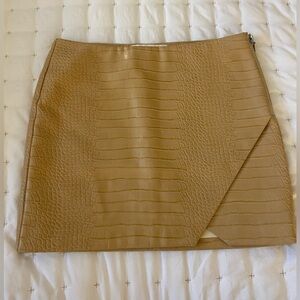 Tan Croc-Embossed Mini Skirt XS Mare Mare from Anthropology